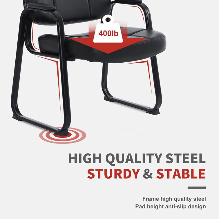 Clatina Faux Leather Seat Waiting Room Chair with Metal Frame Wayfair